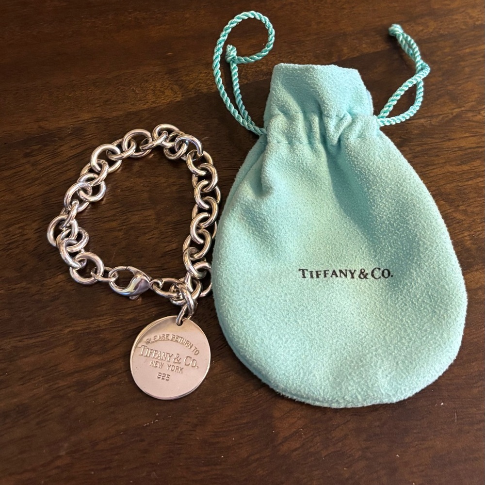 Authentic Tiffany & Co. Silver Link Bracelet with Charm